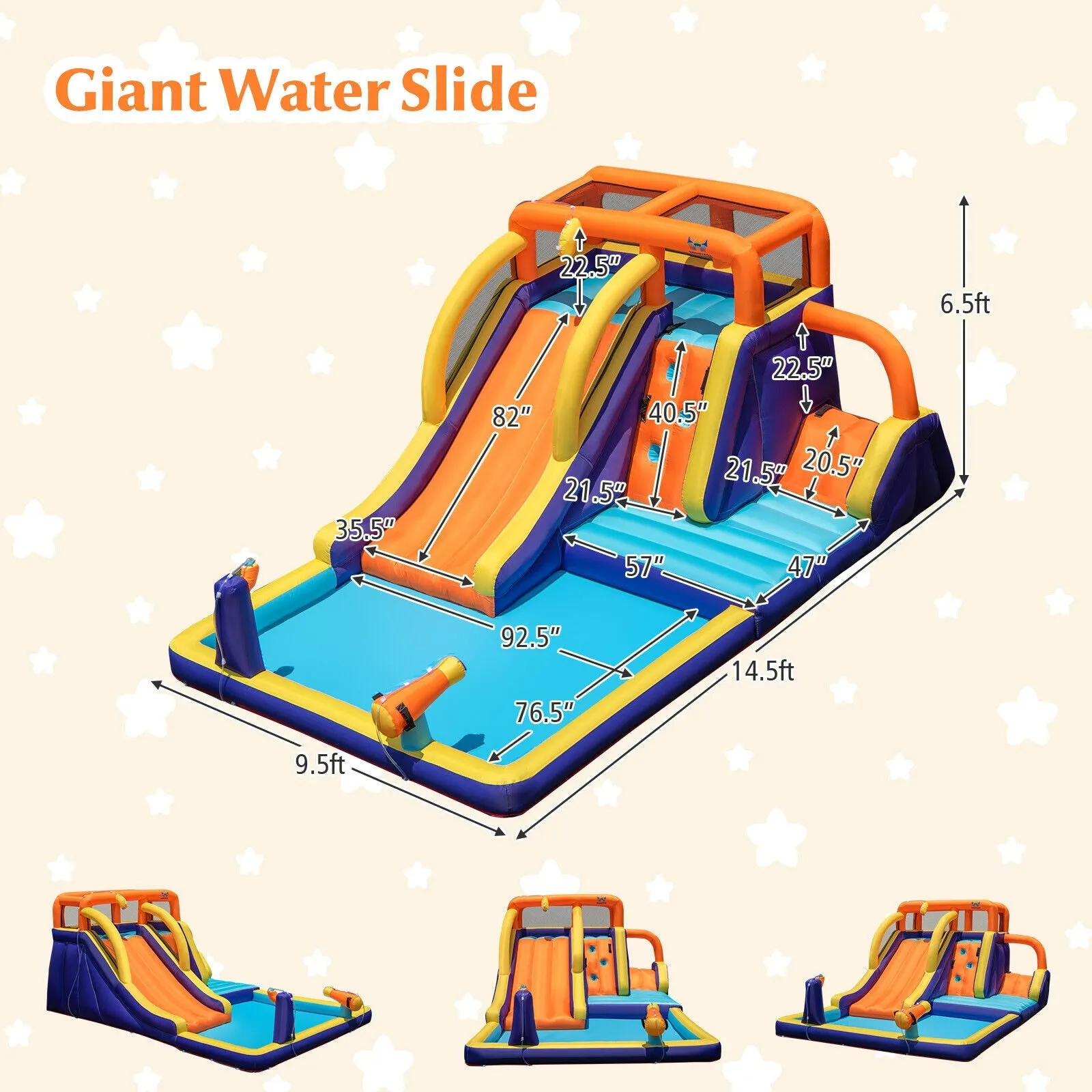 4-in-1 Kids Inflatable Bounce Castle W/ Splash Pool