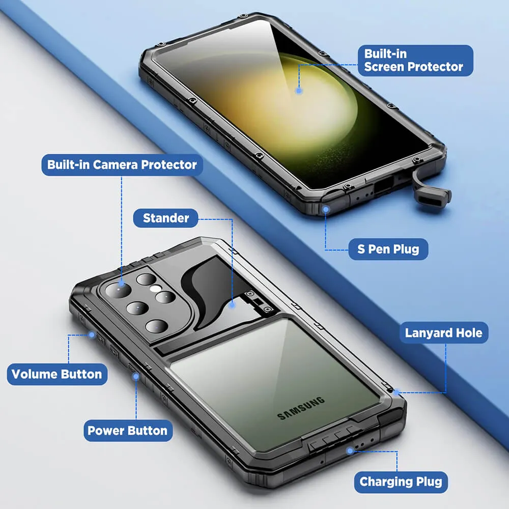 Beeasy Samsung Galaxy S23 Ultra Waterproof Case with Built-in Screen Protector