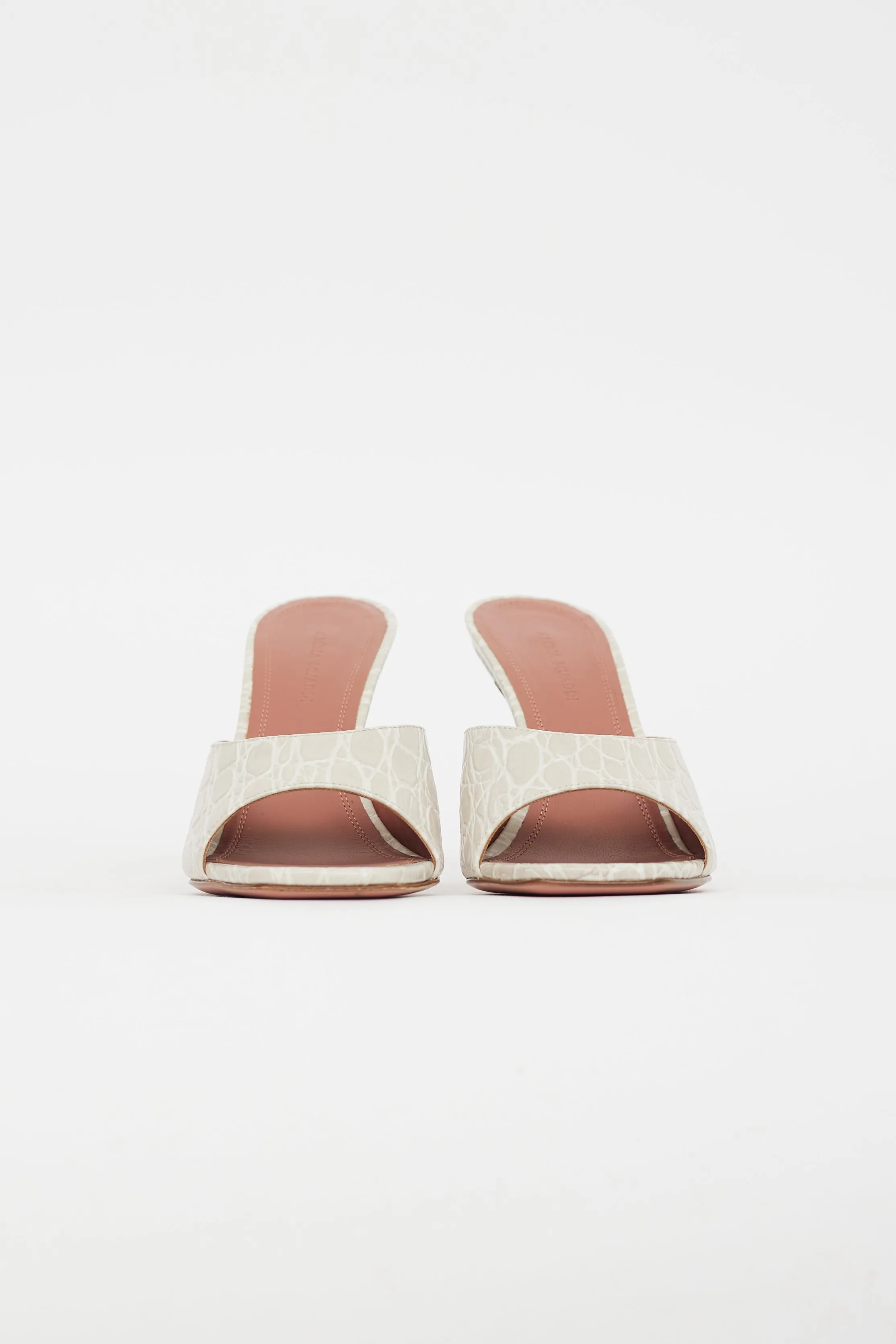 Beige Leather Embossed Lupita Sandal
