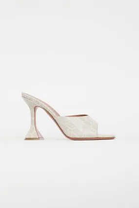 Beige Leather Embossed Lupita Sandal