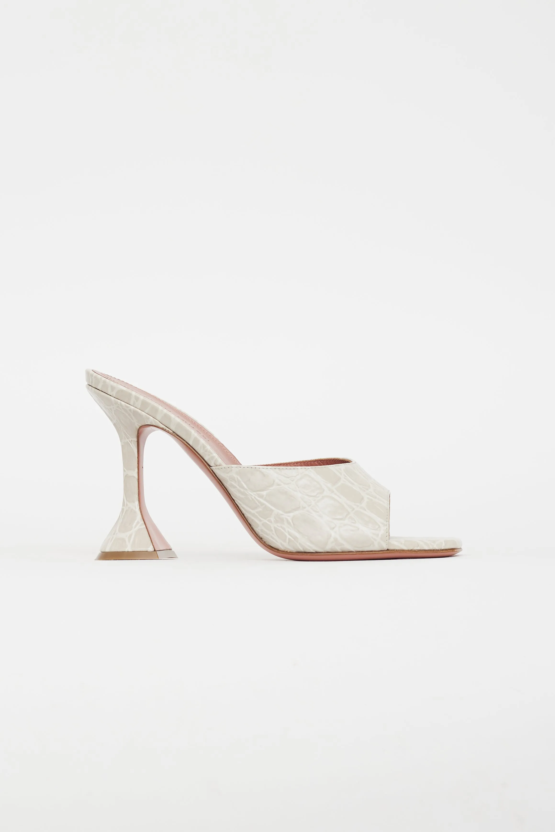 Beige Leather Embossed Lupita Sandal