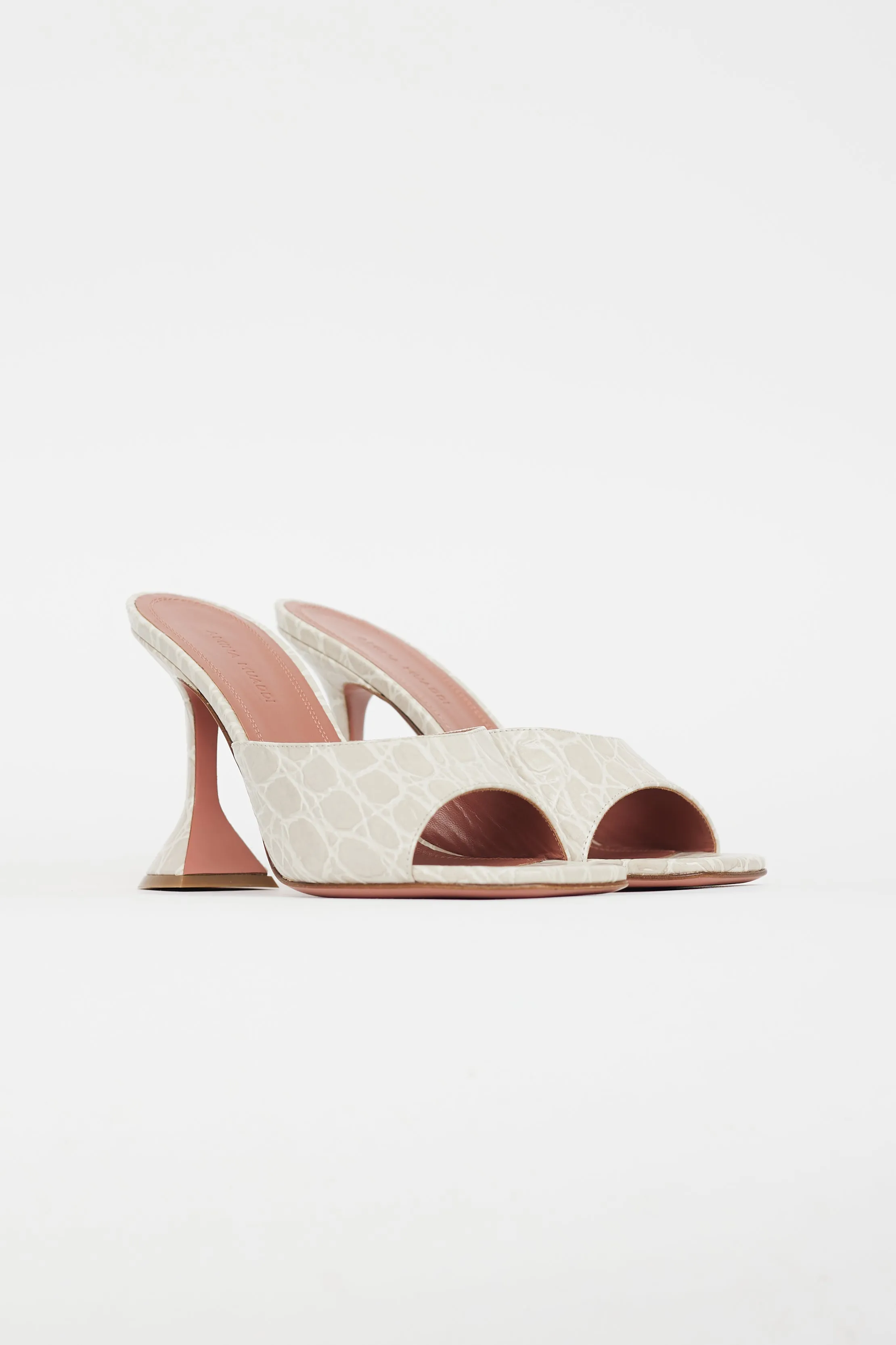 Beige Leather Embossed Lupita Sandal
