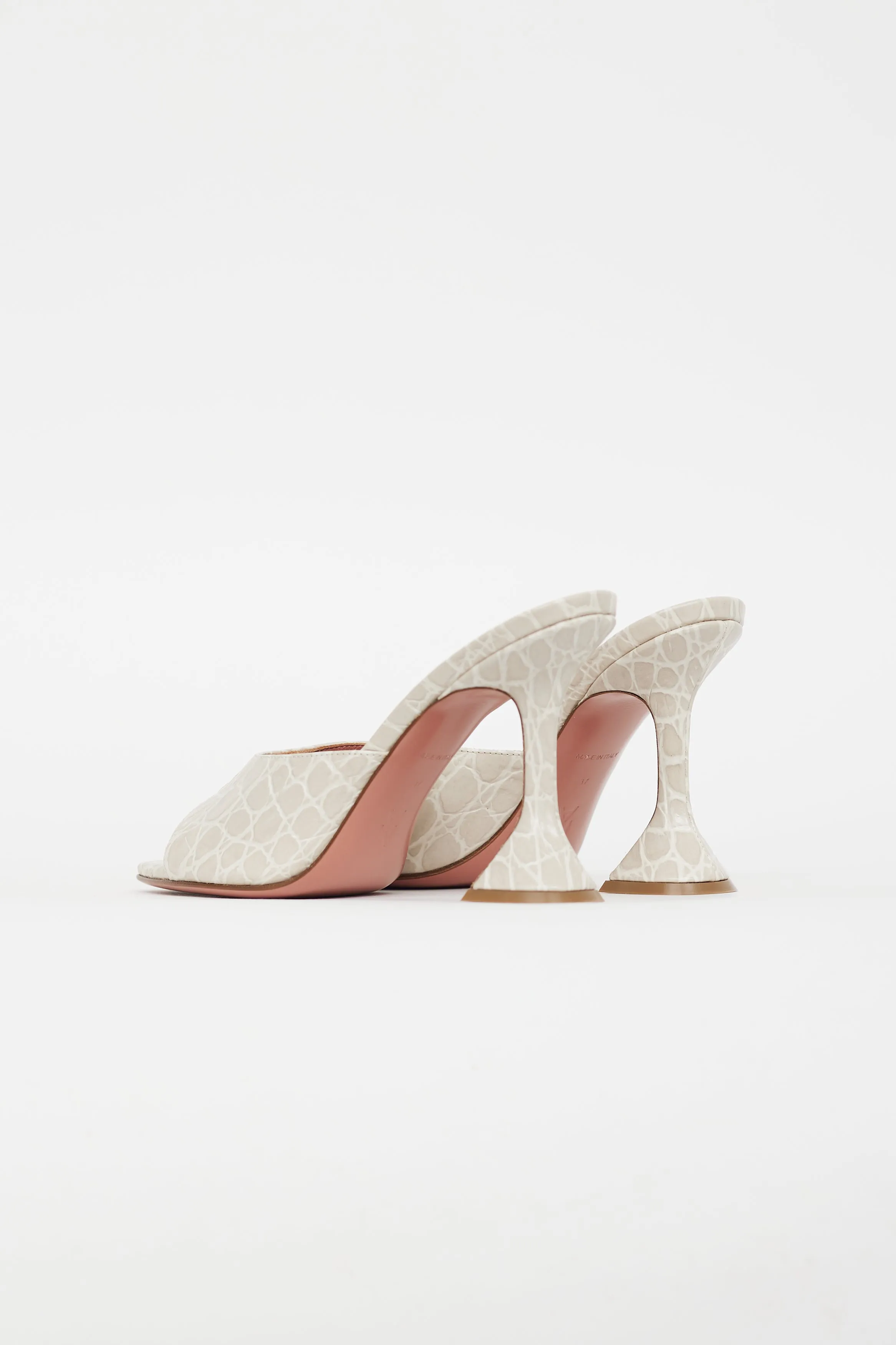 Beige Leather Embossed Lupita Sandal