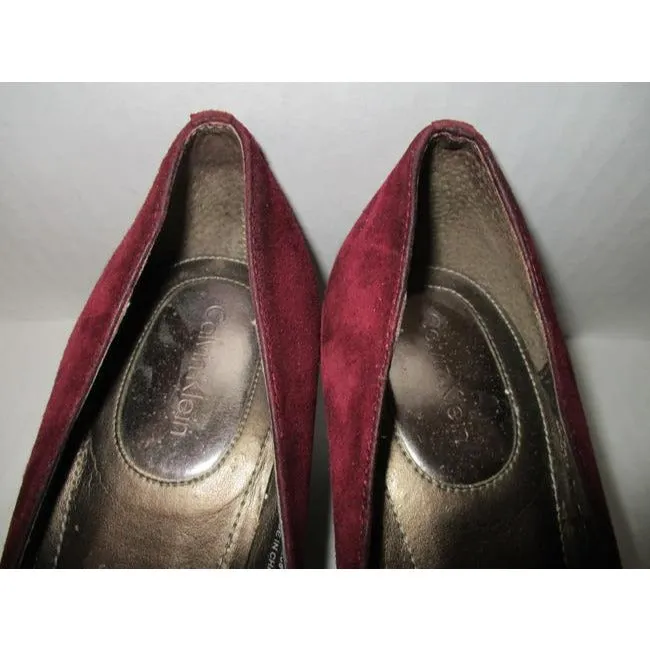 Calvin Klein Burgundy Wine Suede Rounded Pumps Size Us