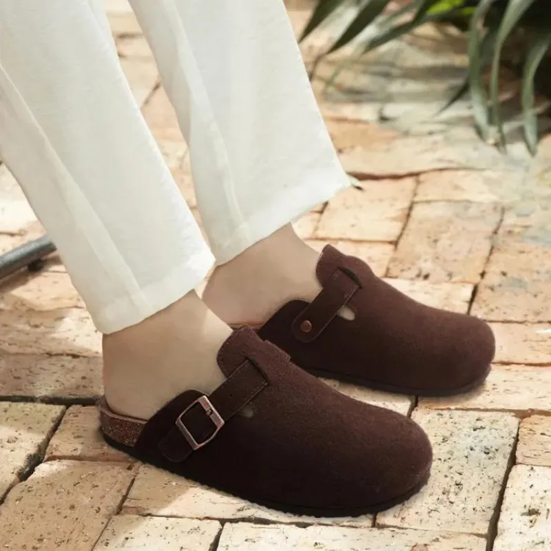 Cuzcare Orthopedic Sandals Women’s Suede Mules Slippers Cork With Arch Support