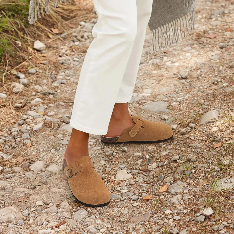 Cuzcare Orthopedic Sandals Women’s Suede Mules Slippers Cork With Arch Support