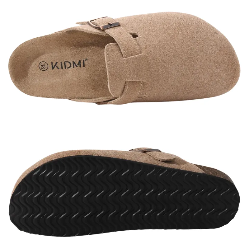 Cuzcare Orthopedic Sandals Women’s Suede Mules Slippers Cork With Arch Support