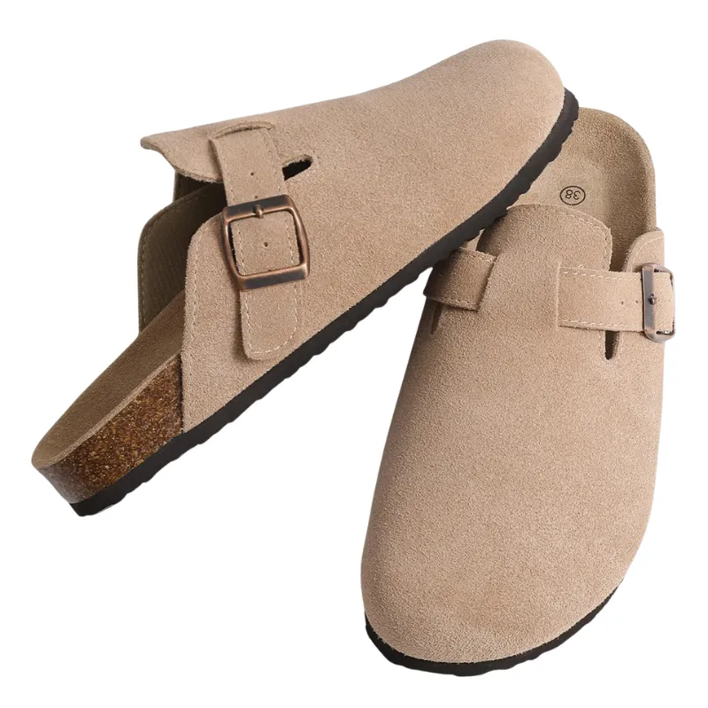 Cuzcare Orthopedic Sandals Women’s Suede Mules Slippers Cork With Arch Support