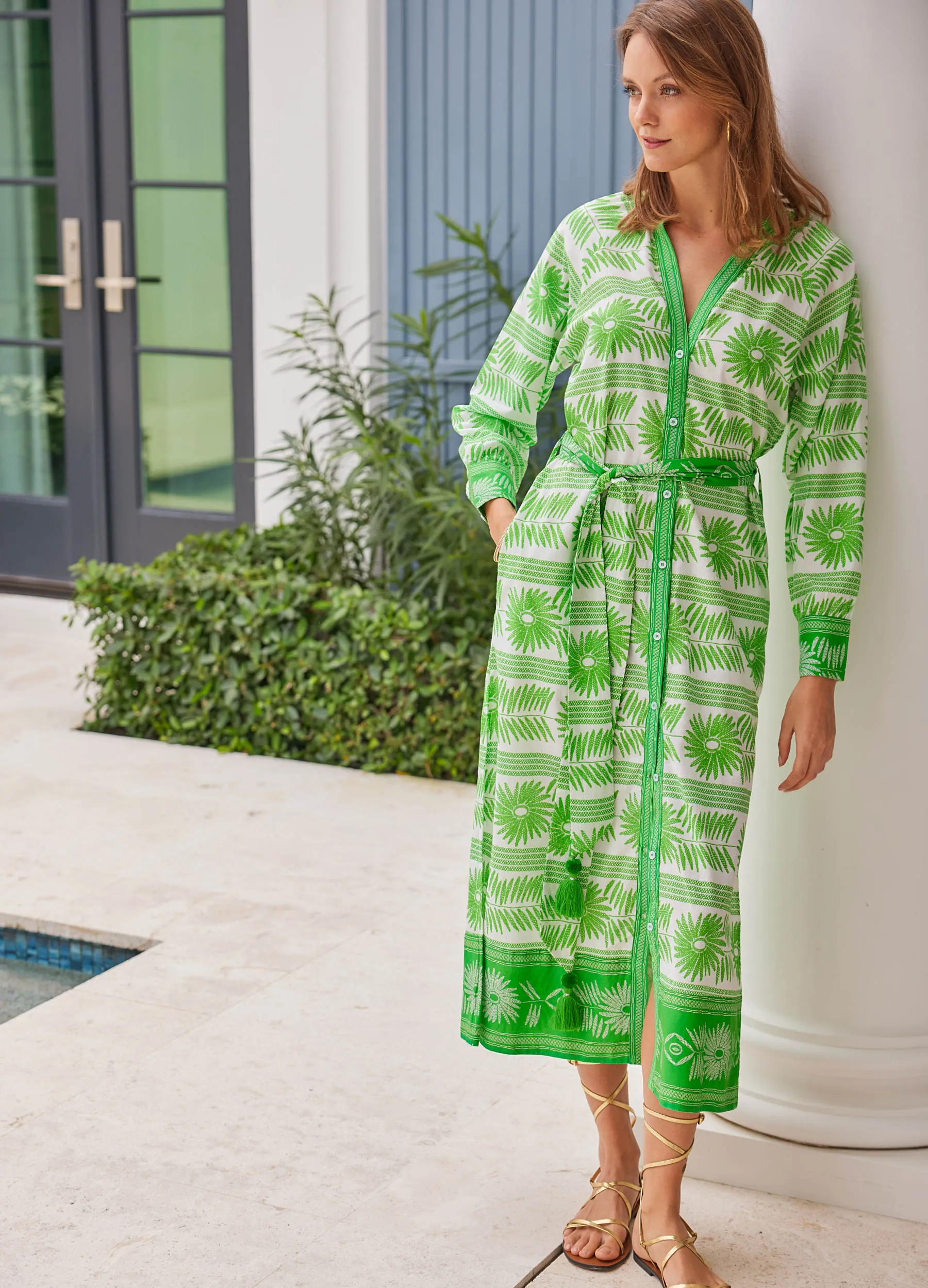 Embroidered Flower Shirtdress