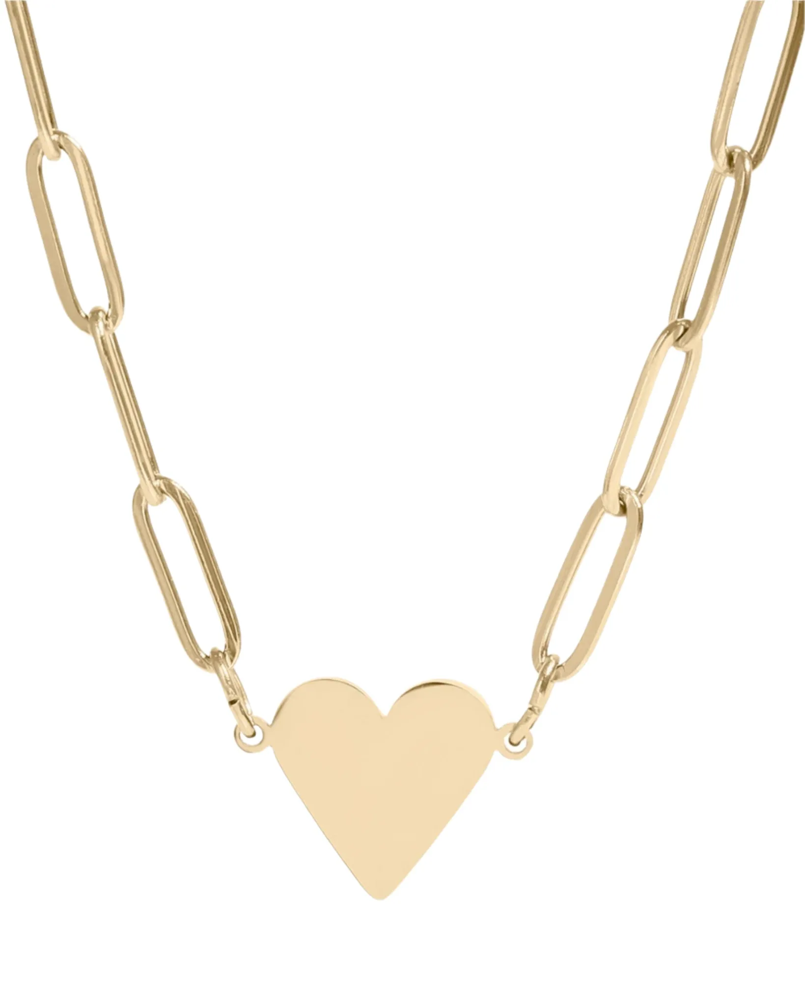 Gold Stainless Heart Paperclip Necklace (Waterproof)