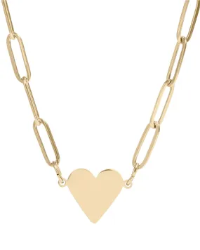 Gold Stainless Heart Paperclip Necklace (Waterproof)