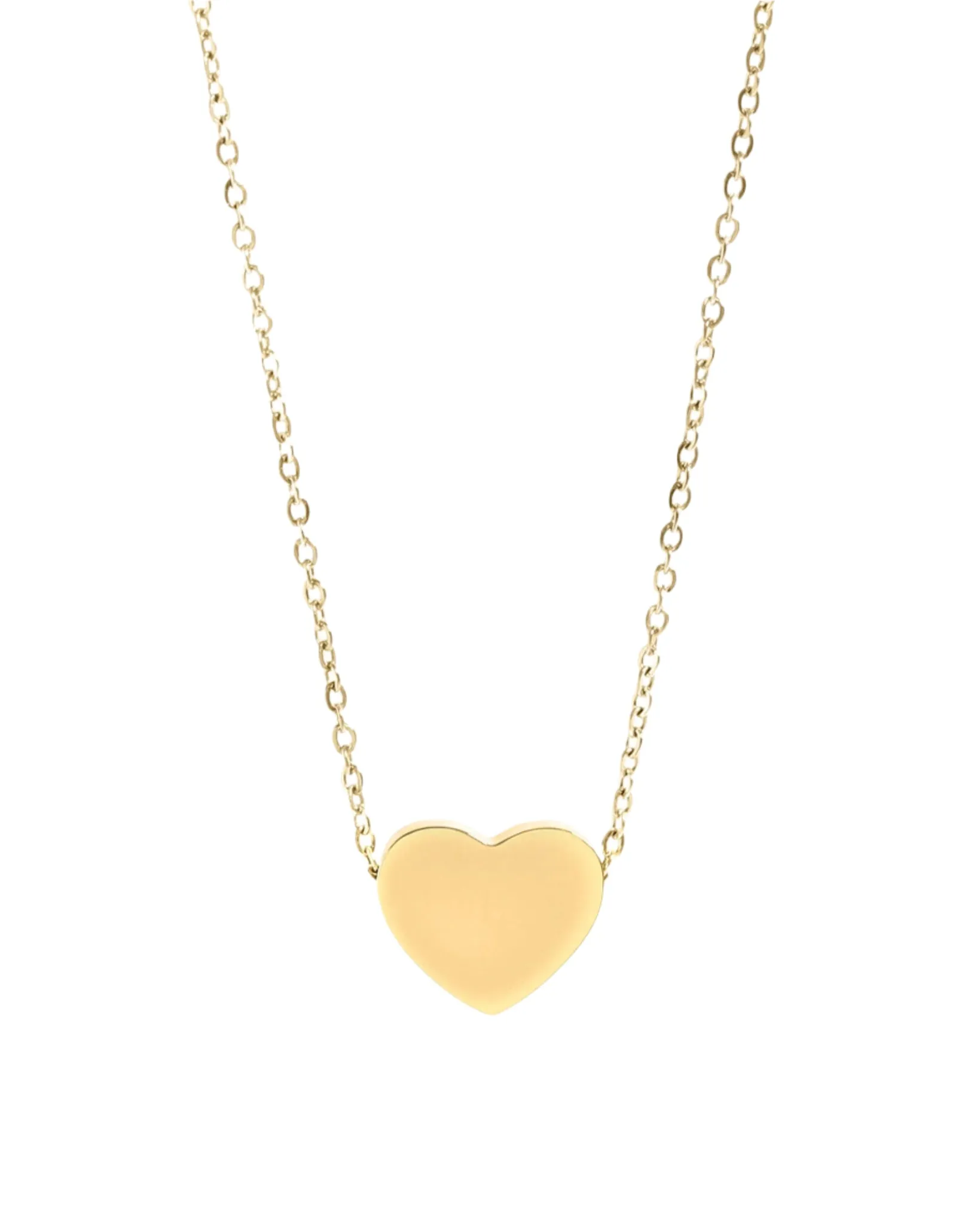 Gold Stainless Thick Heart Pendant Necklace (Waterproof)