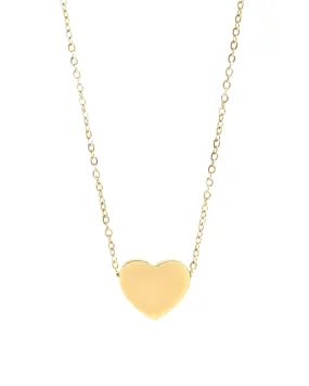 Gold Stainless Thick Heart Pendant Necklace (Waterproof)