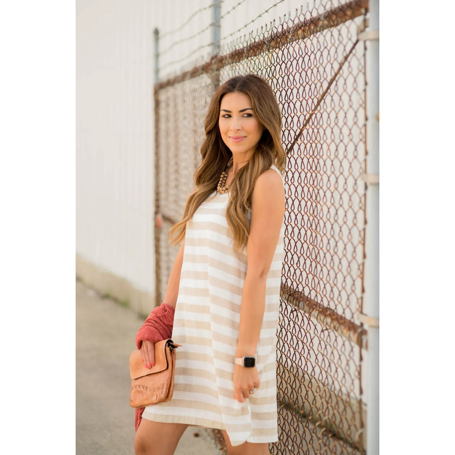 Horizontal Stripe Sleeveless Dress