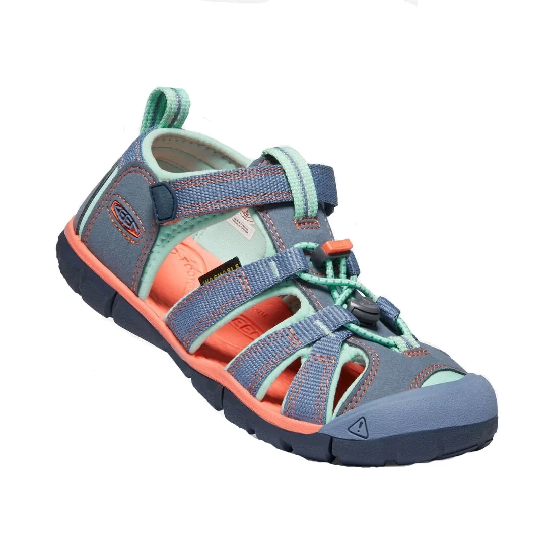 Keen Kids Seacamp II CNX Sandal in Flint Stone Ocean Wave