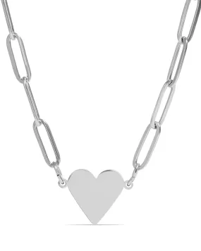Silver Stainless Heart Paperclip Necklace (Waterproof)