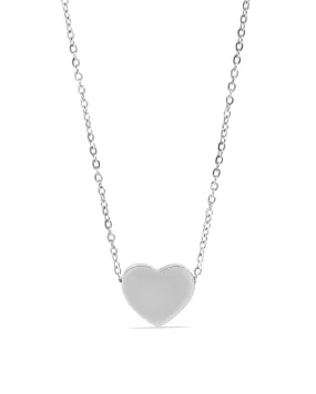 Silver Stainless Thick Heart Pendant Necklace (Waterproof)