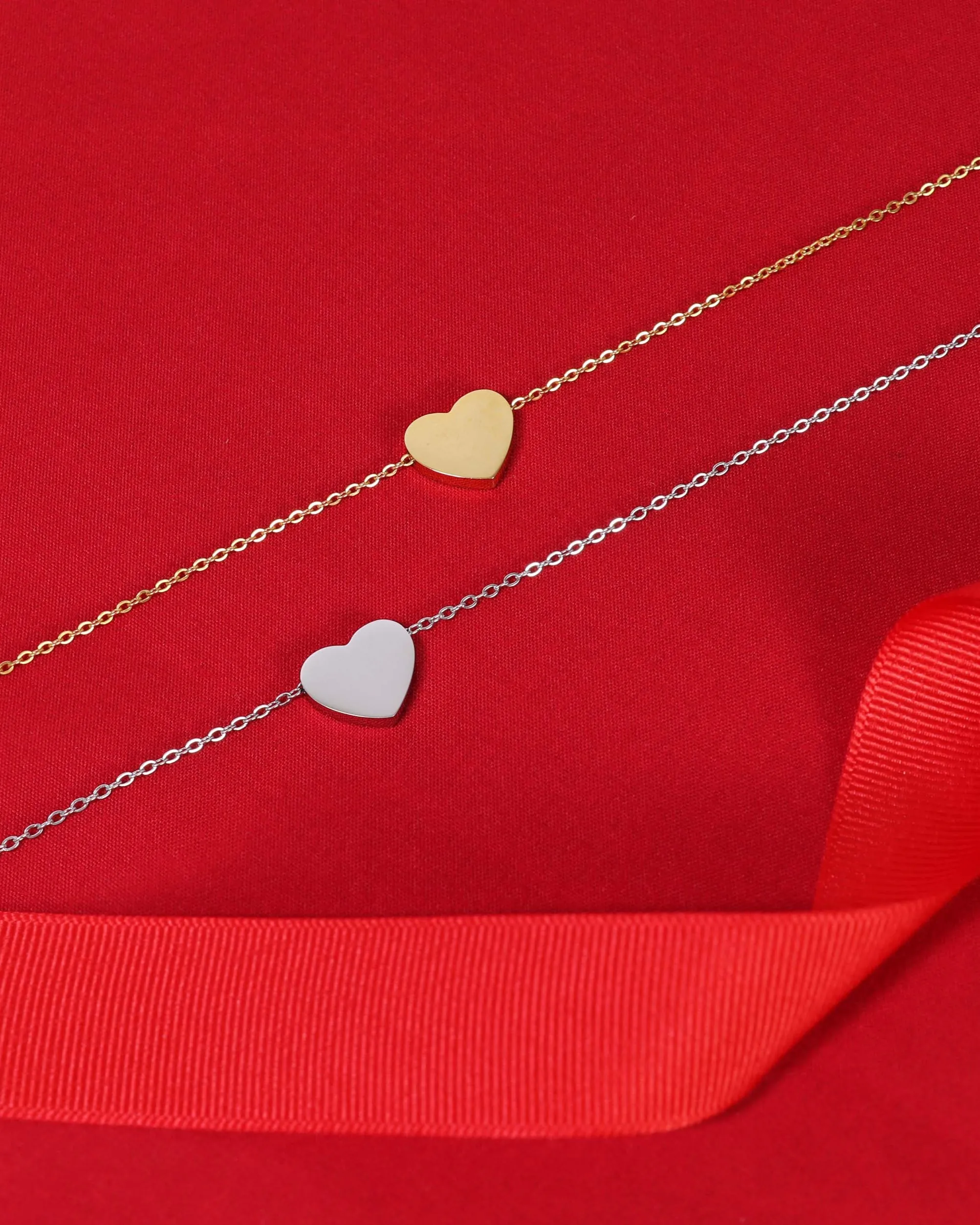 Silver Stainless Thick Heart Pendant Necklace (Waterproof)